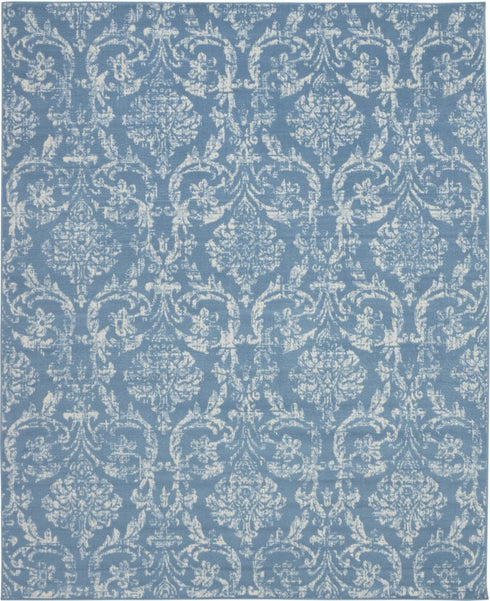 2' X 4' Blue Damask Power Loom Area Rug